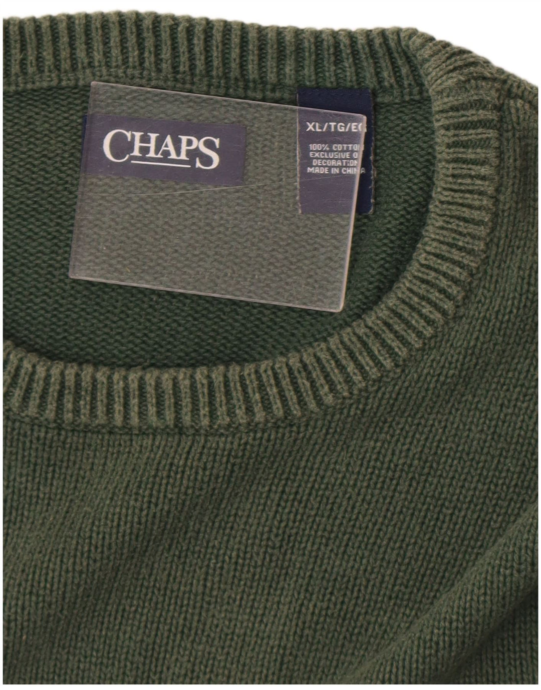 Chaps Herre Crew Neck Jumper Sweater XL Grøn Bomuld