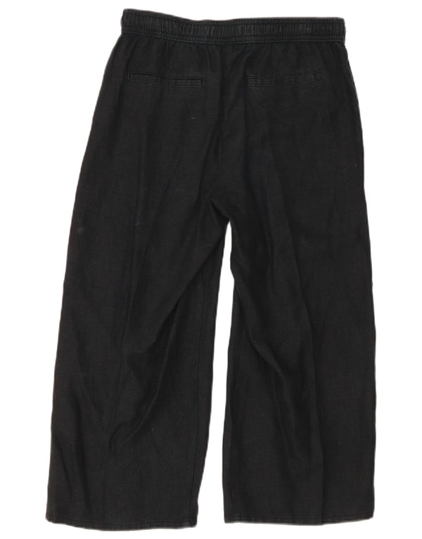 Marks & Spencer Dame Capri Bukser UK 8 Small W27 L21 Black Linen