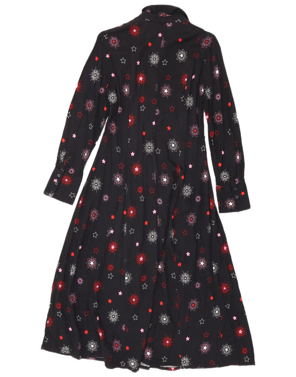 Marks & Spencer skjortekjole til kvinder UK 10 Small Navy Blue Geometric