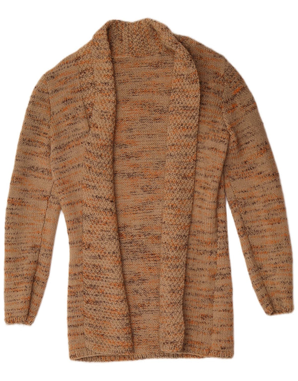 Vintage Dame Open Cardigan Sweater UK 10 Small Beige Flecked