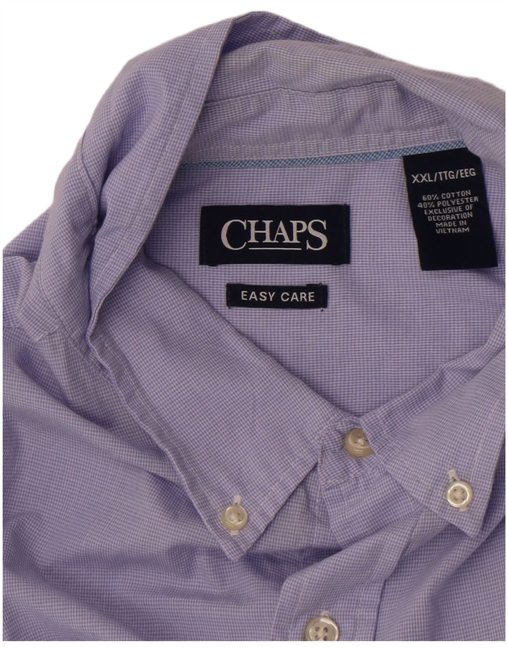 Chaps Kortærmet Herreskjorte 2XL Lilla Houndstooth Bomuld