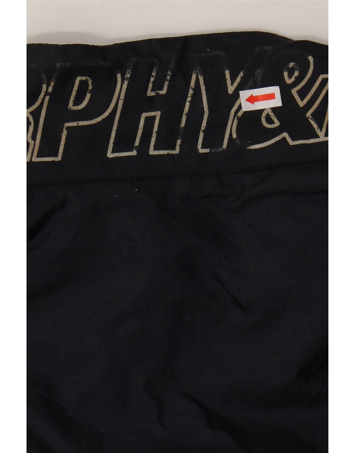 MURPHY & NYE Mens Graphic Bomber Jacket UK 42 XL Navy Blue Polyamide Vintage Murphy & Nye and Second-Hand Murphy & Nye from Messina Hembry 