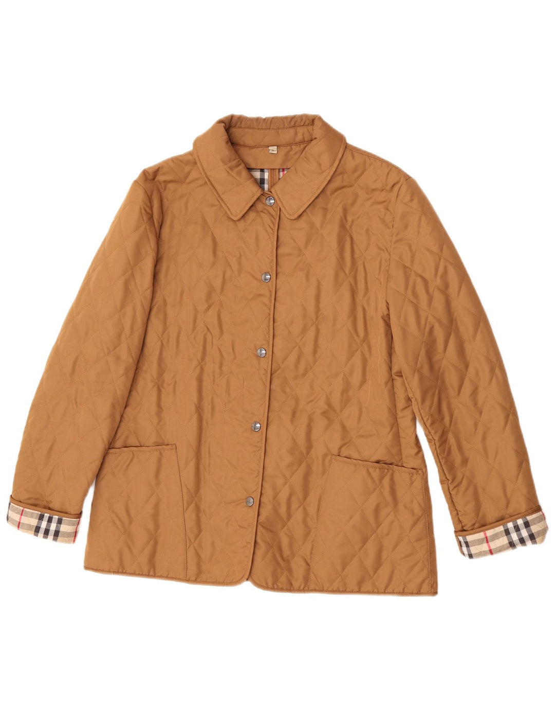 Burberry Quiltet jakke til kvinder UK 16 Stor beige bomuld
