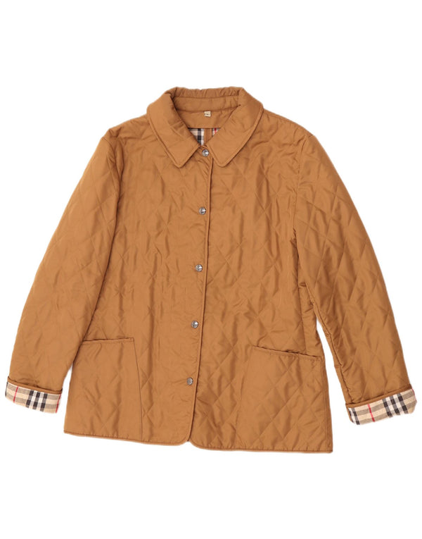 Burberry Quiltet jakke til kvinder UK 16 Stor beige bomuld