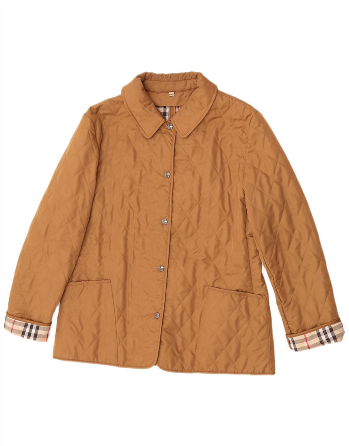 Burberry Quiltet jakke til kvinder UK 16 Stor beige bomuld
