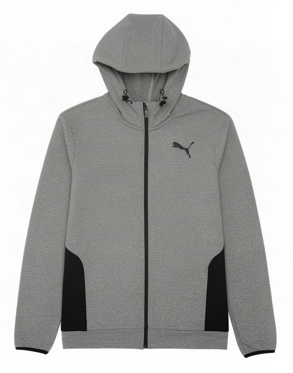 Puma Hættetrøje med lynlås til mænd, lille grå farveblok polyester