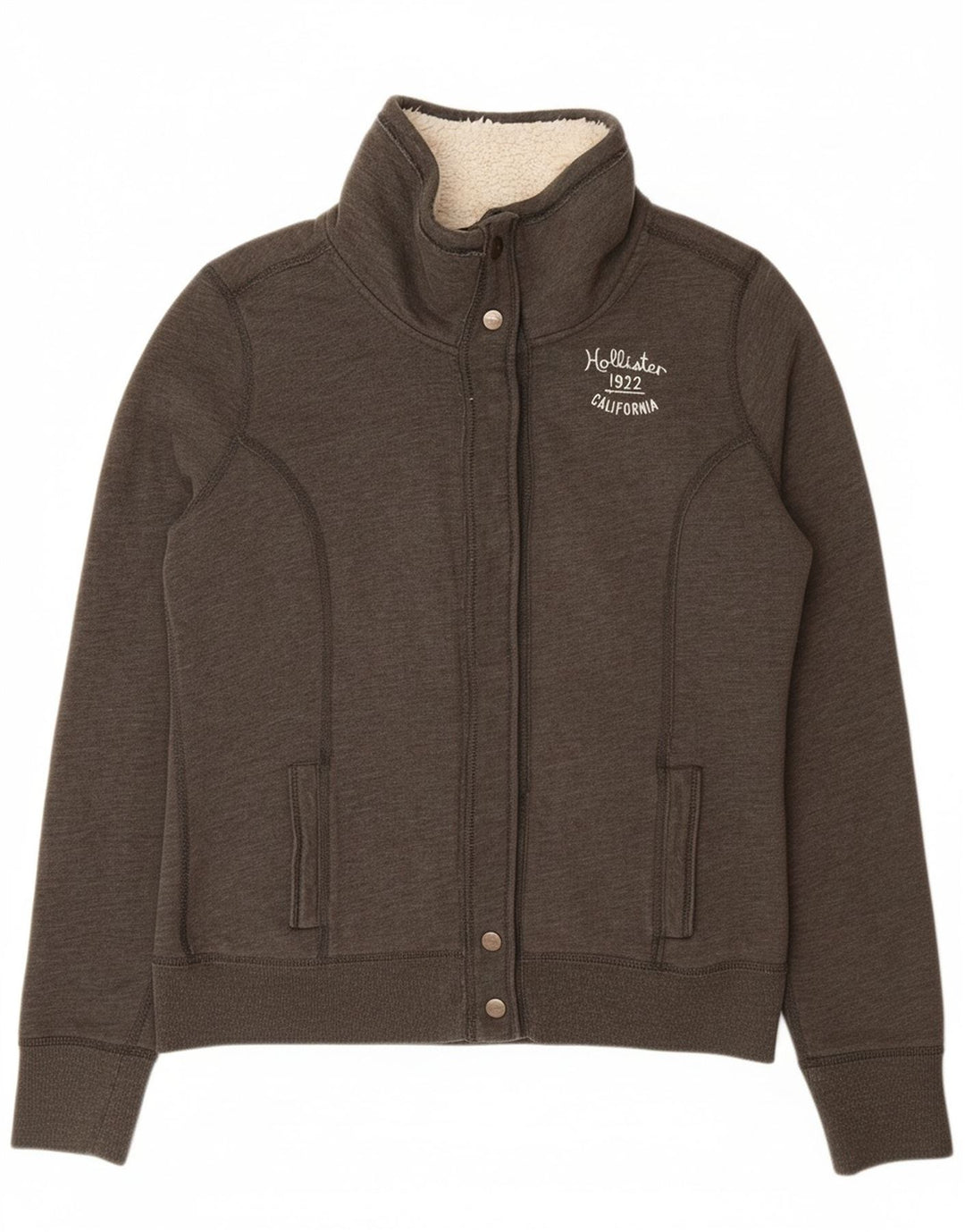 HOLLISTER Sherpa træningsdragt topjakke til kvinder UK 16 Stor grå bomuld