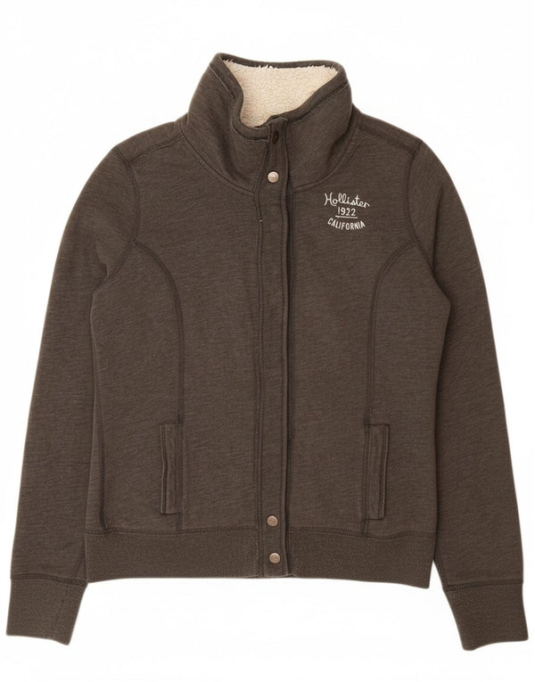 HOLLISTER Sherpa træningsdragt topjakke til kvinder UK 16 Stor grå bomuld