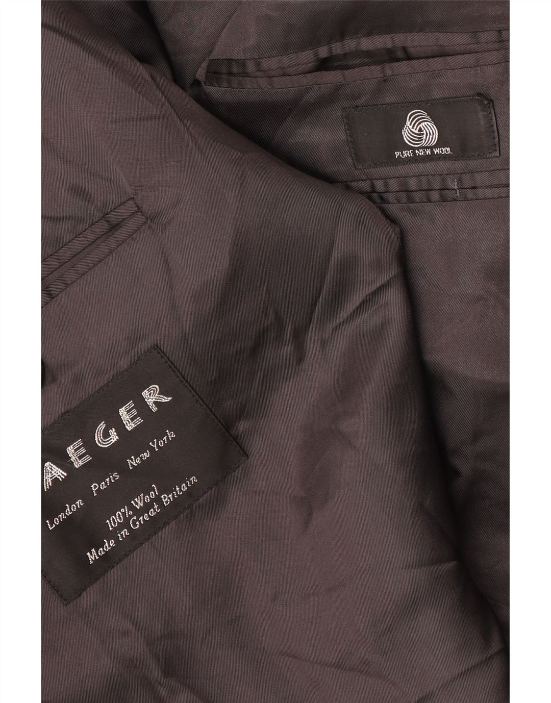 JAEGER Dobbeltradet blazerjakke til mænd IT 54 2XL Grå nålestribet uld