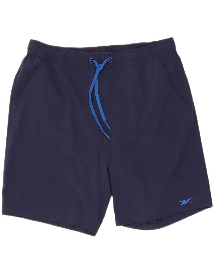 REEBOK Mens Sport Shorts Large Navy Blue Vintage Reebok and Second-Hand Reebok from Messina Hembry 