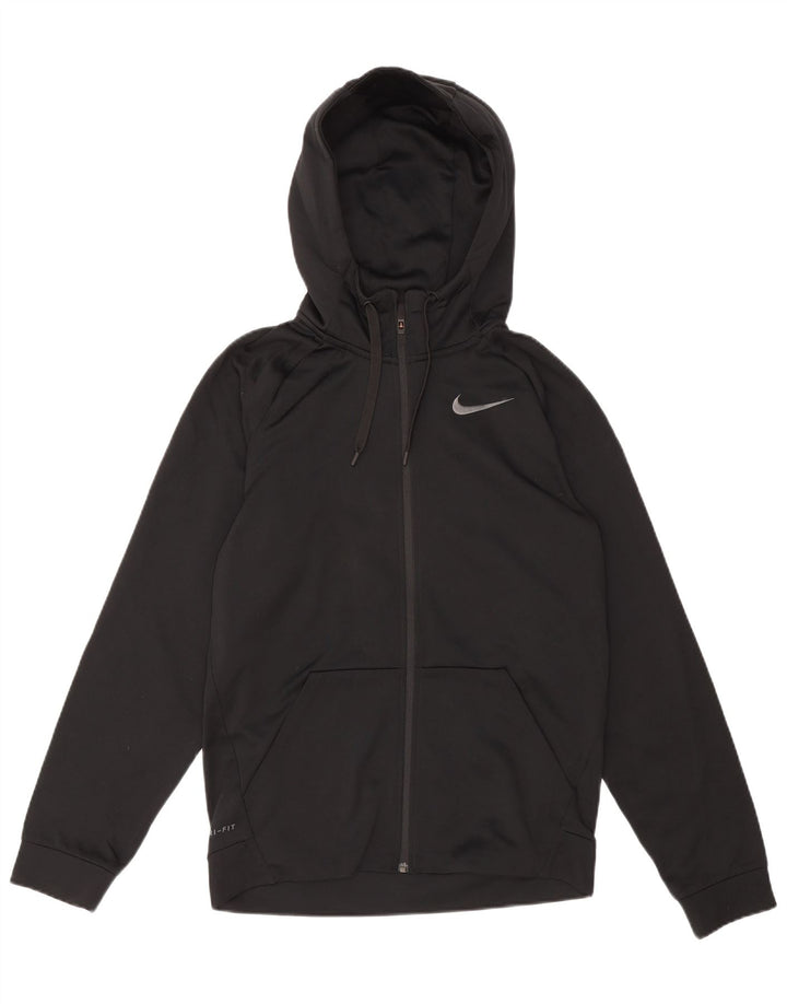NIKE Womens Dri Fit Oversized Zip Hoodie Sweater UK 10 Small Black