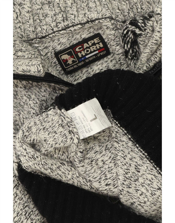 Cape Horn Herre Zip Neck Jumper Sweater Stor Grå Colourblock Angora