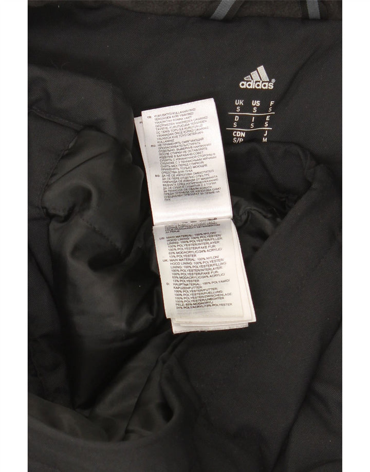 Adidas Herre Hooded Parka Jacket UK 36 Small Black Nylon
