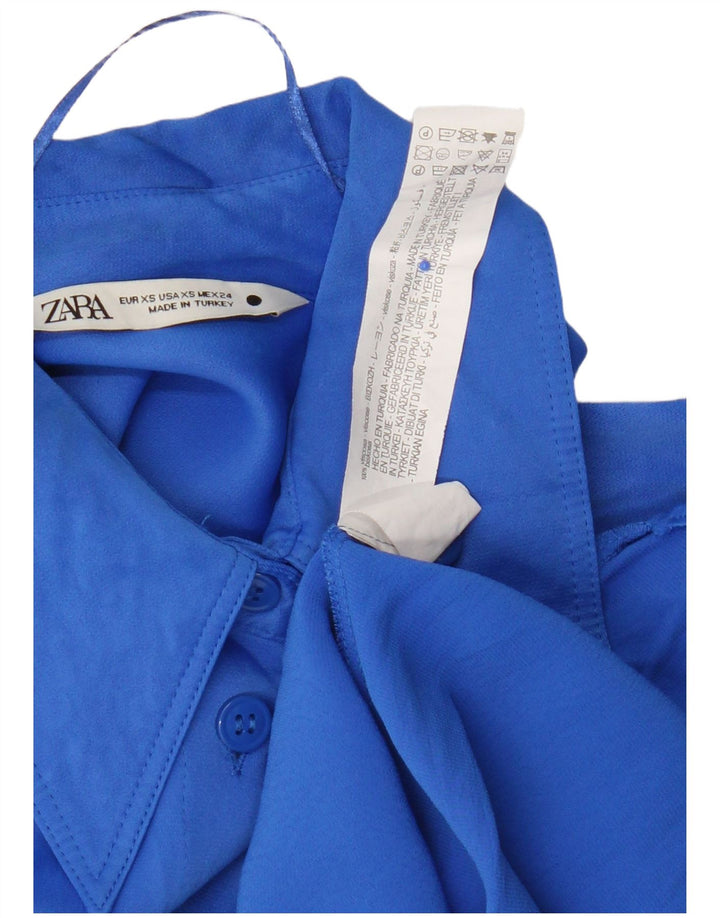 Zara Dameskjorte UK 6 XS Blå Viscose
