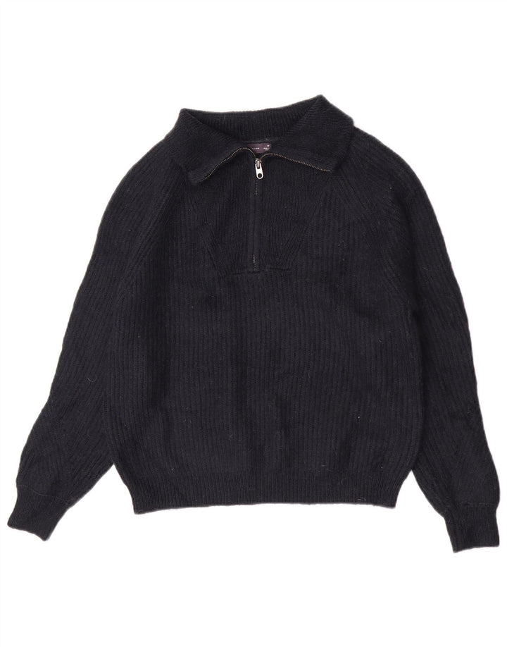 Marks & Spencer Dame sweater med lynlås-hals UK 14 Medium Navy Blue