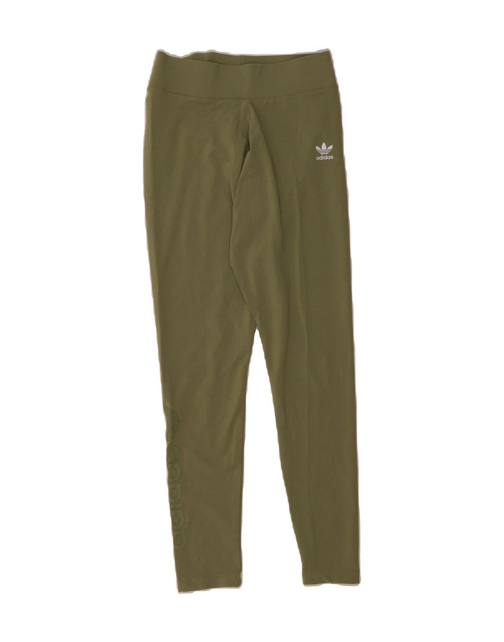 ADIDAS Womens Leggings UK 12 Medium Green Cotton Vintage Adidas and Second-Hand Adidas from Messina Hembry 