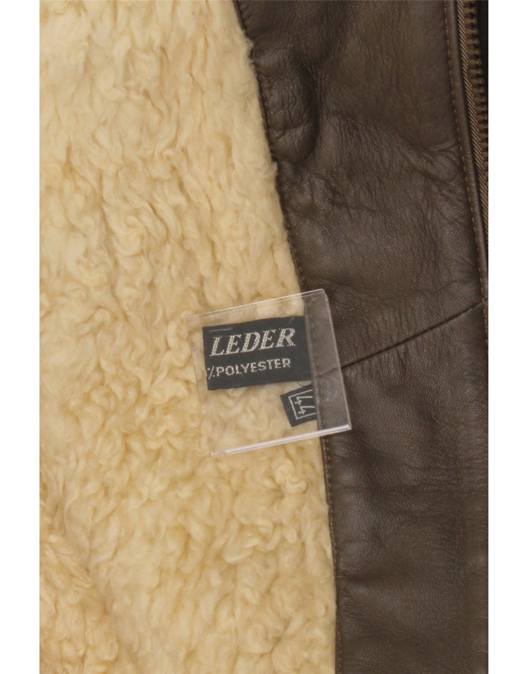VINTAGE Mens Sherpa Leather Jacket UK 44 2XL Brown Leather Vintage Vintage and Second-Hand Vintage from Messina Hembry 