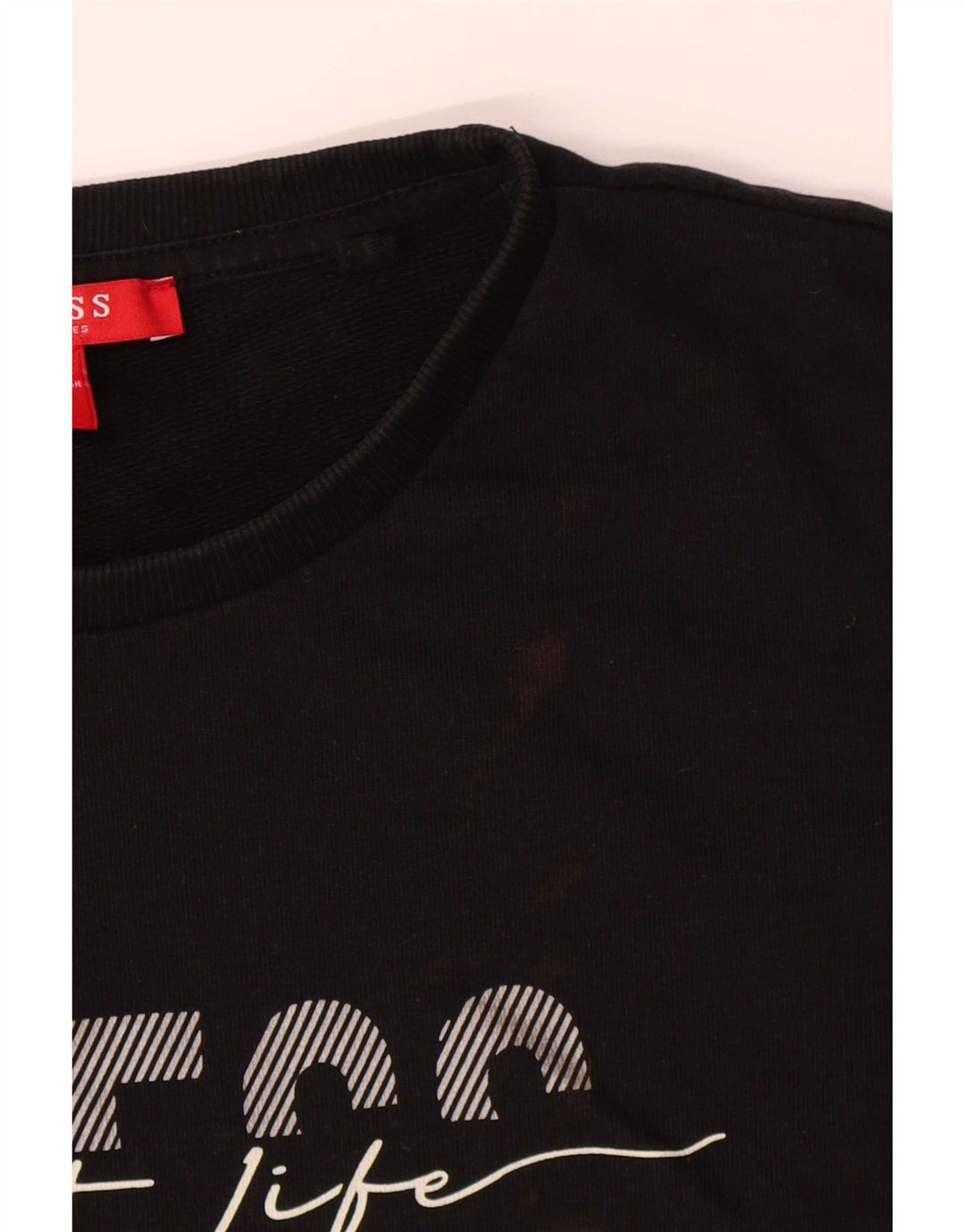 Guess Graphic Sweatshirt Jumper UK 16 Large Black Bomuld