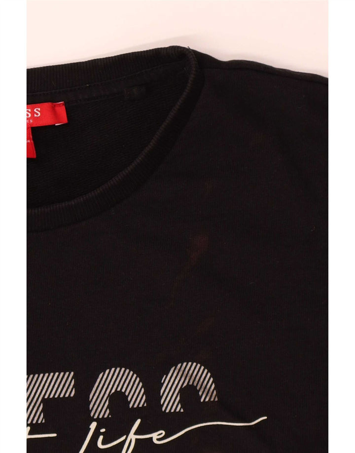 Guess Graphic Sweatshirt Jumper UK 16 Large Black Bomuld