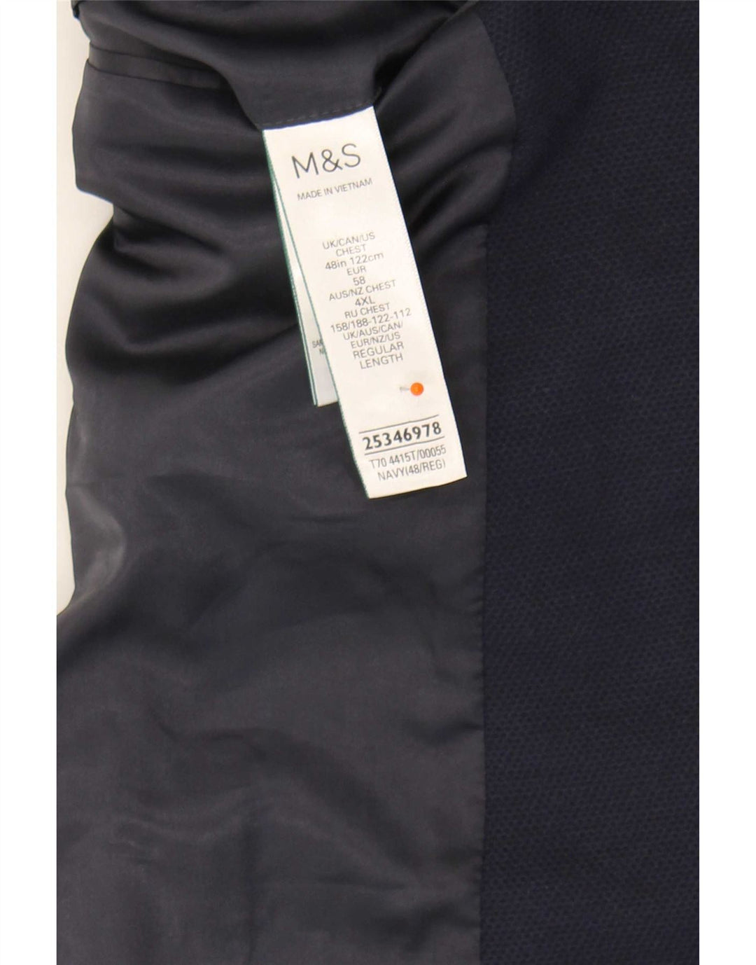 Marks & Spencer Herre 2-knaps blazerjakke UK 48 4XL marineblå polyamid