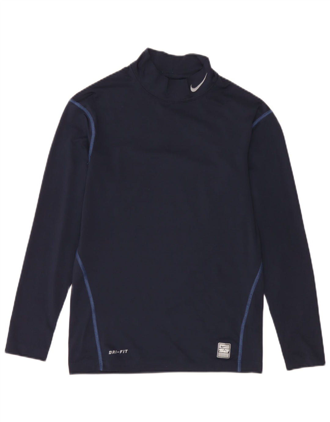 Nike Herre Dri Fit Top Langærmet UK 42/44 Large Navy Blue Polyester