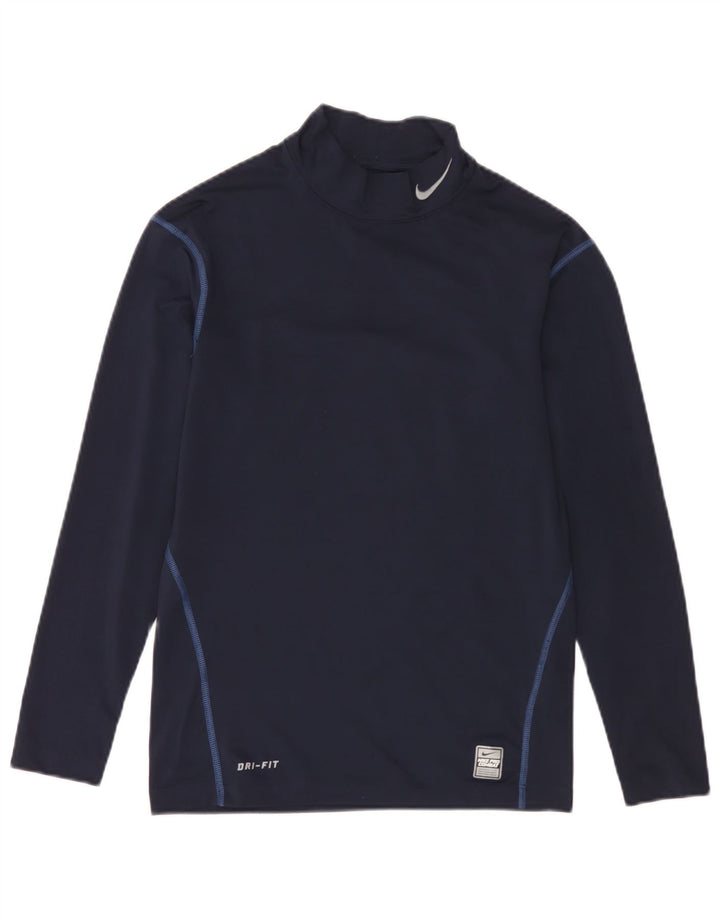 Nike Herre Dri Fit Top Langærmet UK 42/44 Large Navy Blue Polyester
