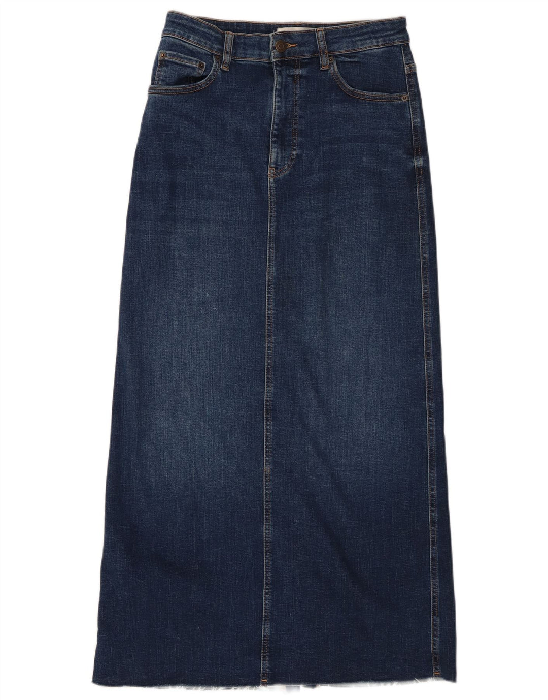 Zara Dame Maxi Denim Nederdel Medium W28 Marineblå Bomuld