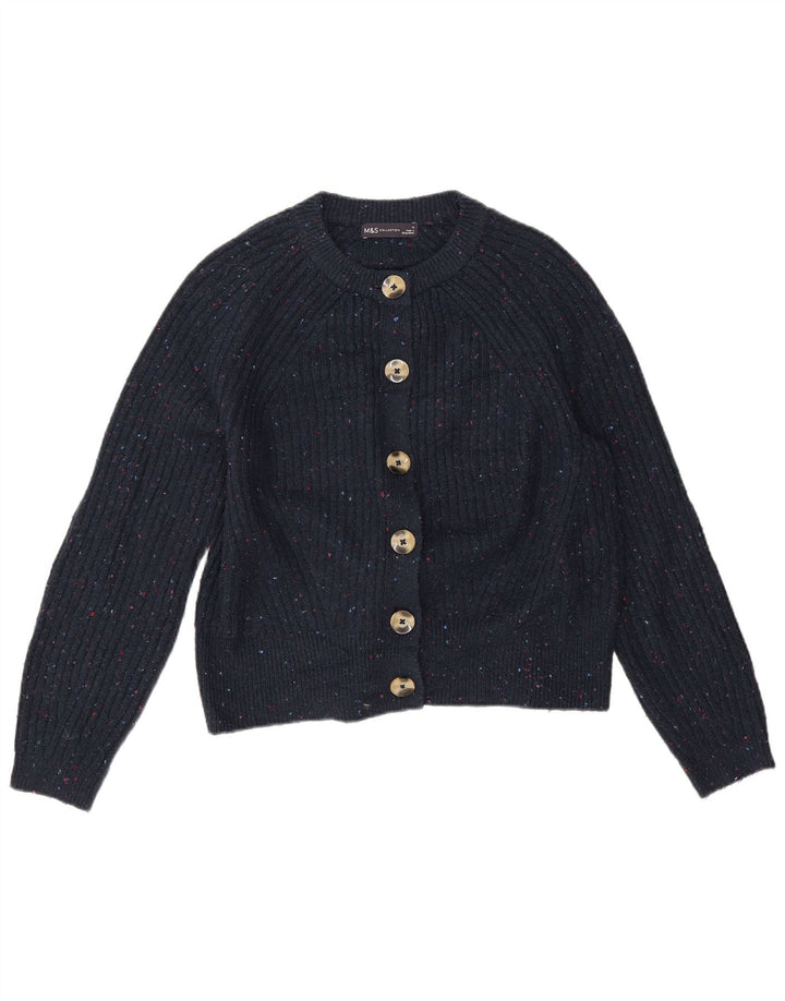 Marks & Spencer Dame Cardigan Sweater UK 14 Medium Navy Blue Flecked