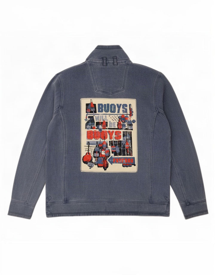 Fat Face Herre Grafisk Zip Neck Sweatshirt Jumper Stor Blå Bomuld
