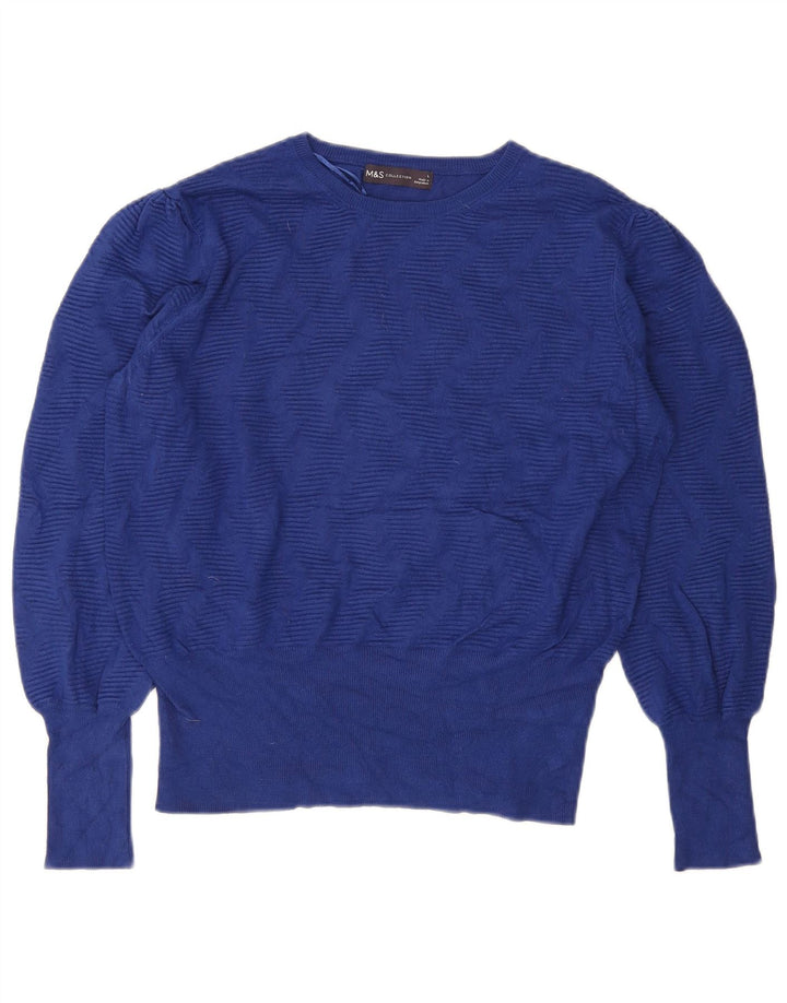 Marks & Spencer Dame sweater med rund hals DK 14 Stor blå viskose