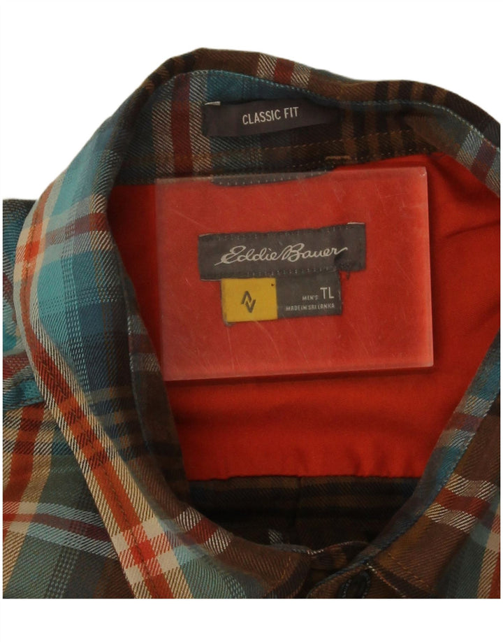 Eddie Bauer Herre høj Klassisk pasform flannelskjorte Stor brun ternet polyester
