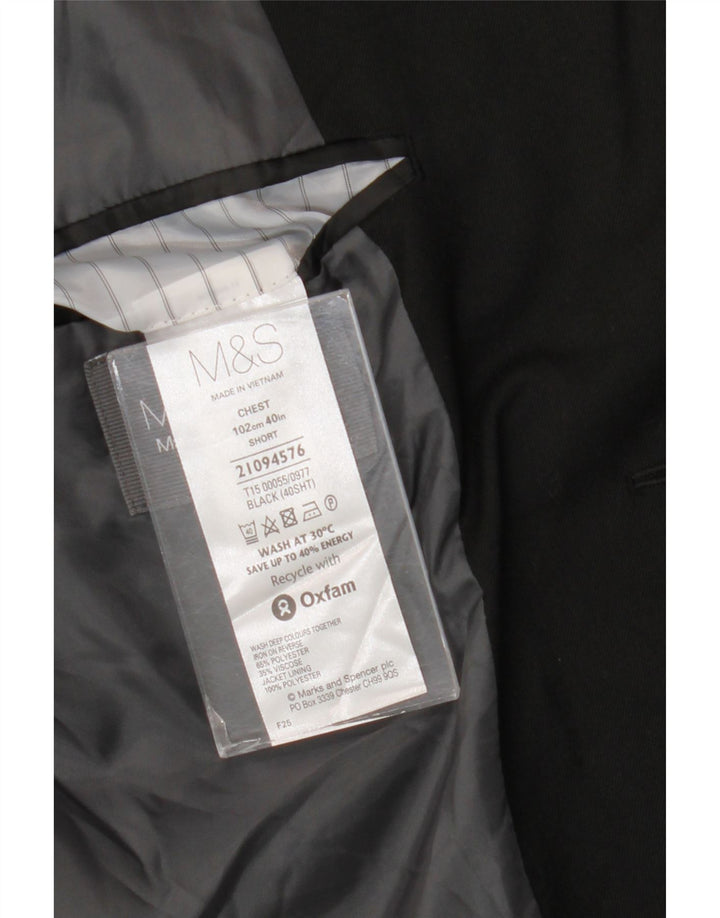 Marks & Spencer Herre Short 2 Button Blazer Jacket UK 40 Medium Black