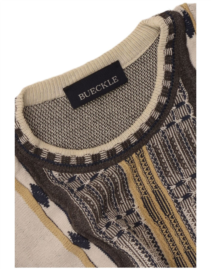 Bueckle Herre Boat Neck Jumper Sweater Stor Grå Geometrisk