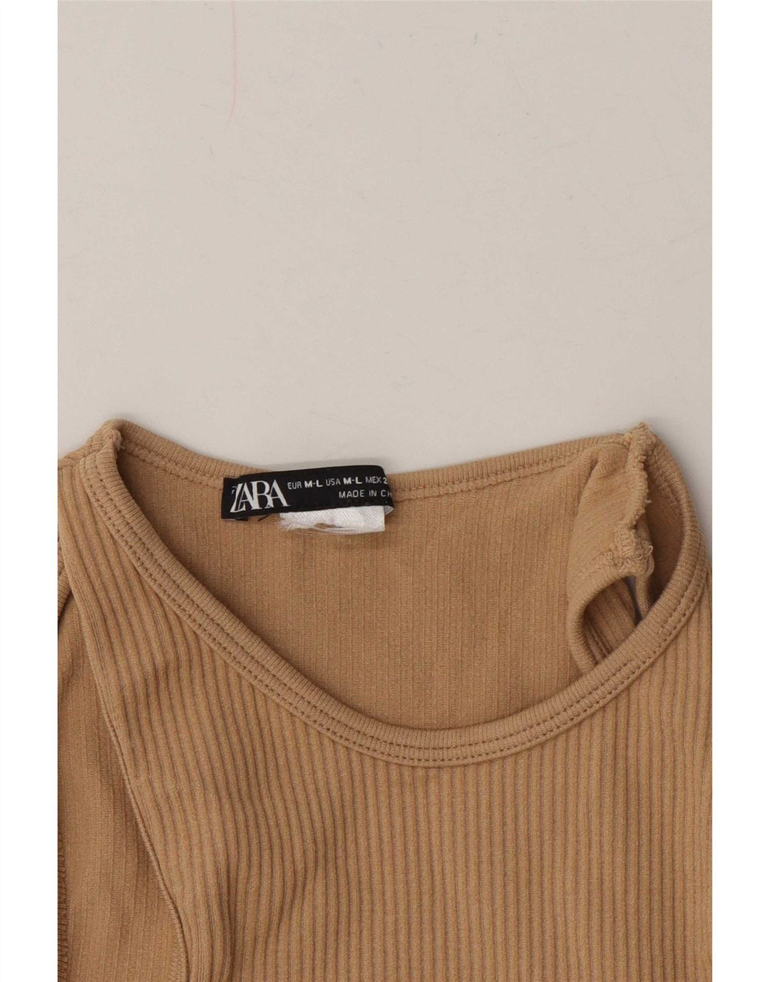 Zara Womens Crop Off Shoulder Bluse Top UK 14 Large Beige