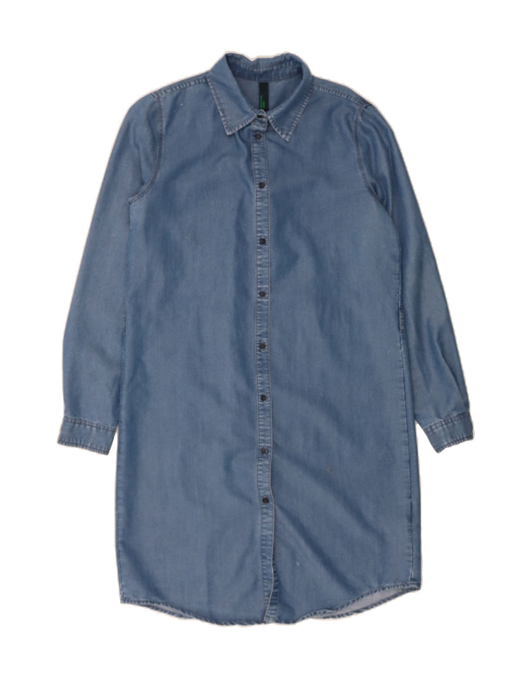 BENETTON Womens Long Sleeve Denim Dress UK 14 Medium Blue Lyocell Vintage Benetton and Second-Hand Benetton from Messina Hembry 