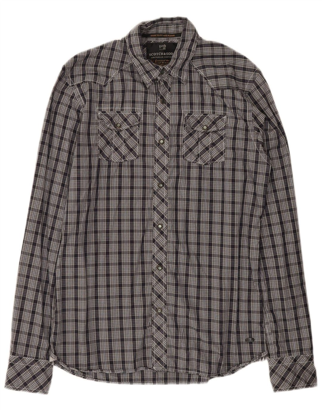 SCOTCH & SODA Mens Shirt Medium Grey Check Cotton