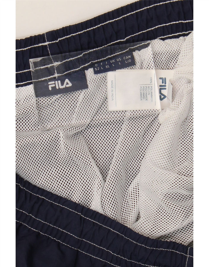 Fila Herre grafiske sportsshorts Large Navy Blue Colourblock Polyamid