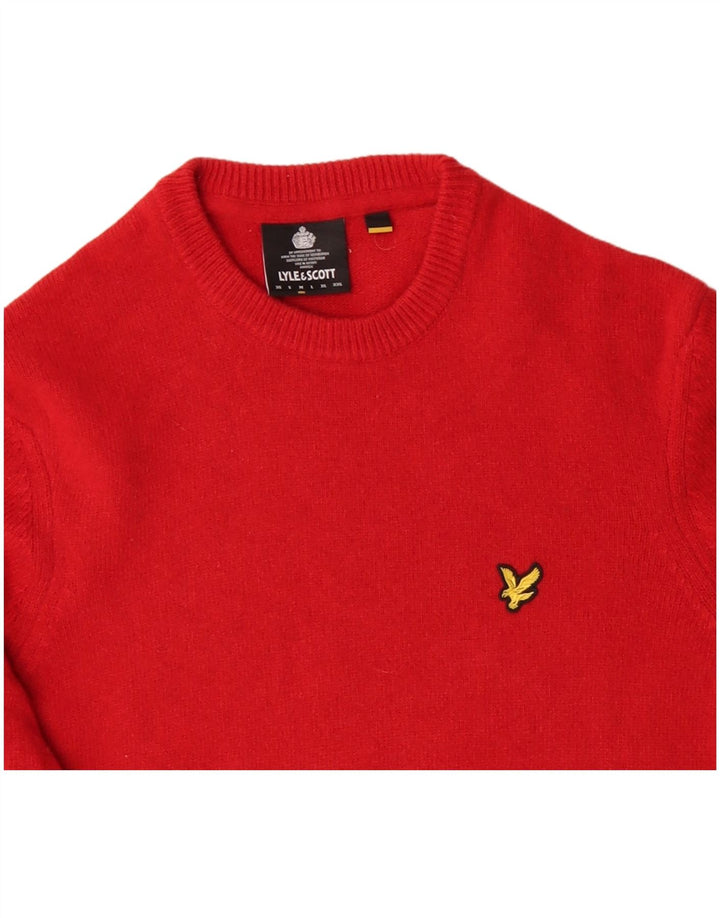 LYLE & SCOTT Herre sweater med rund hals, medium rød uld