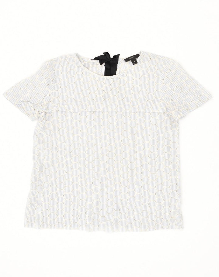 J. CREW Womens Bow Tie Blouse Top US 4 Small Grey Striped Cotton | Vintage J. Crew | Thrift | Second-Hand J. Crew | Used Clothing | Messina Hembry 
