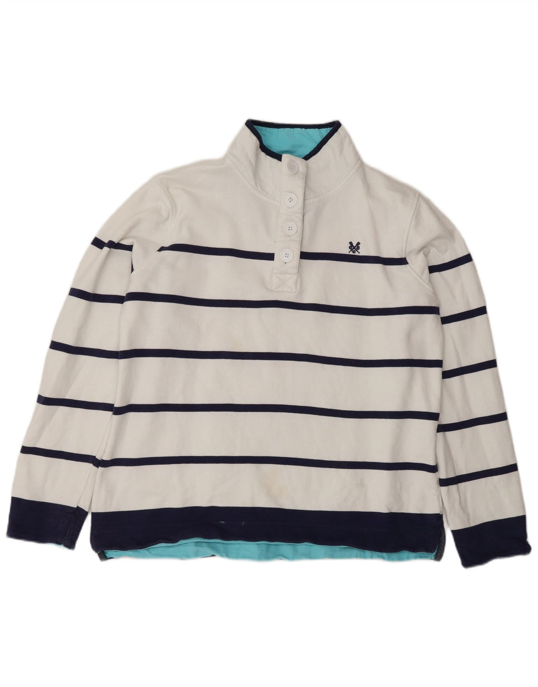 Crew Clothing Dame Sweatshirt Jumper UK 14 Stor hvid stribet
