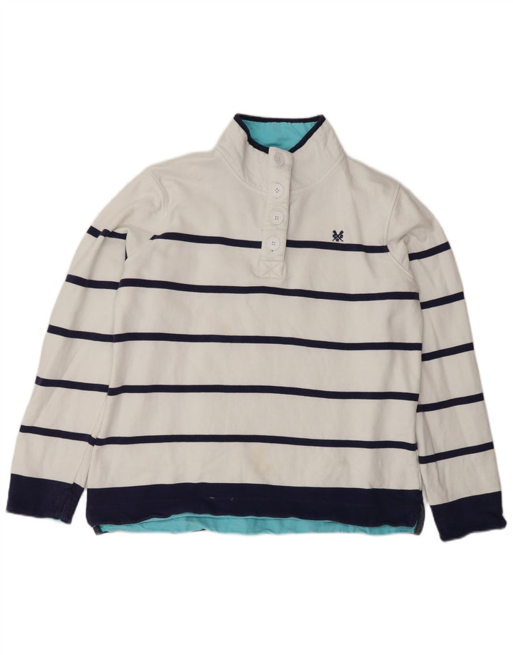 Crew Clothing Dame Sweatshirt Jumper UK 14 Stor hvid stribet