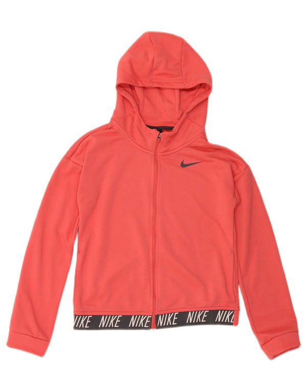 Nike piger Dri Fit grafisk hættetrøje med lynlås 13-14 år Pink Colourblock