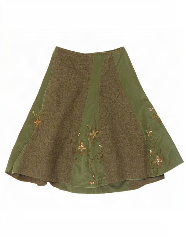 Monsoon Dame A-Line nederdel UK 10 Small W30 Green Floral