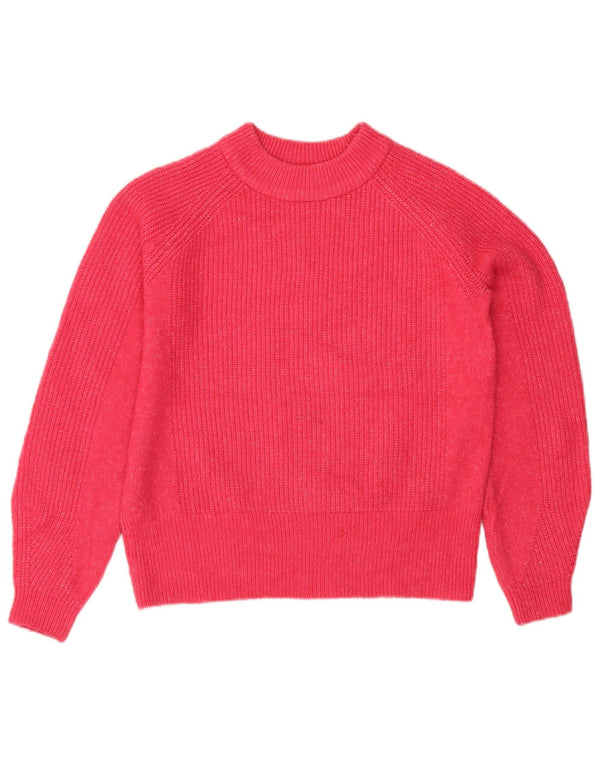 Marks & Spencer Dame Crop Turtle Neck Jumper Sweater UK 6 XS Pink Flecked