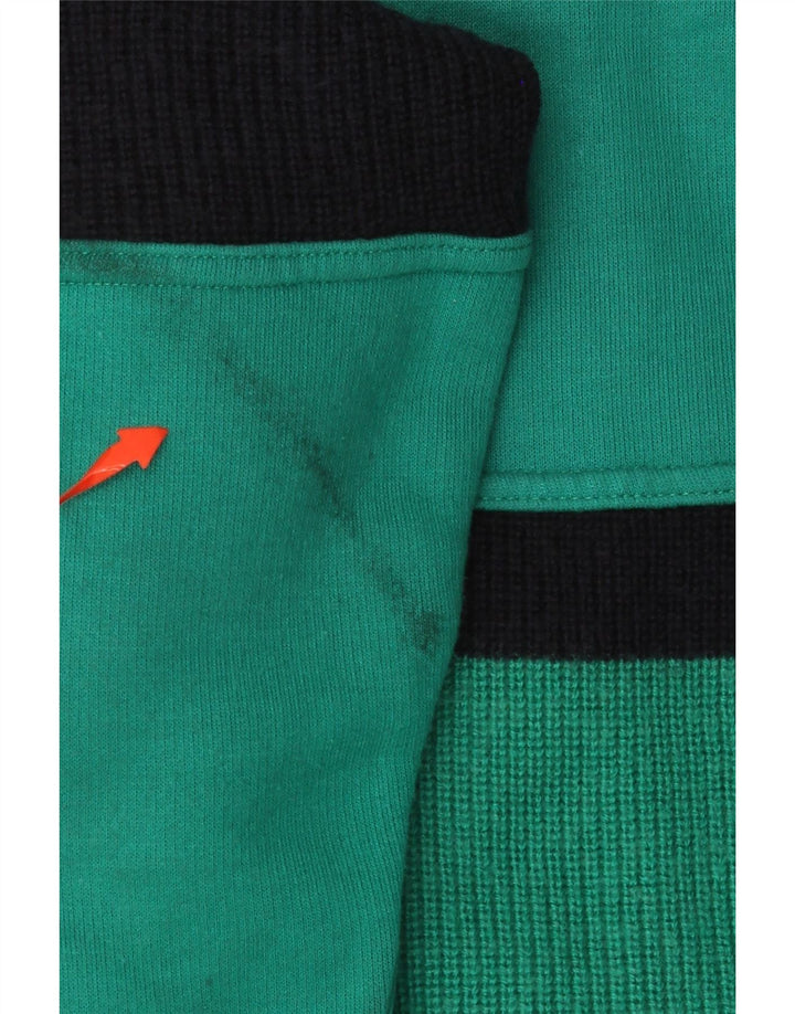VINTAGE Herre Cardigan Sweater Stor Grøn Colourblock Uld