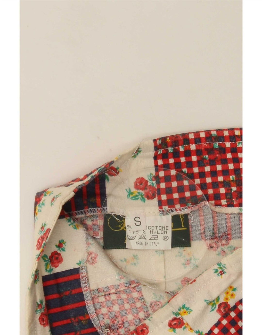 Vintage kvinders blyantnederdel Small W26 Multicolored Patchwork Bomuld