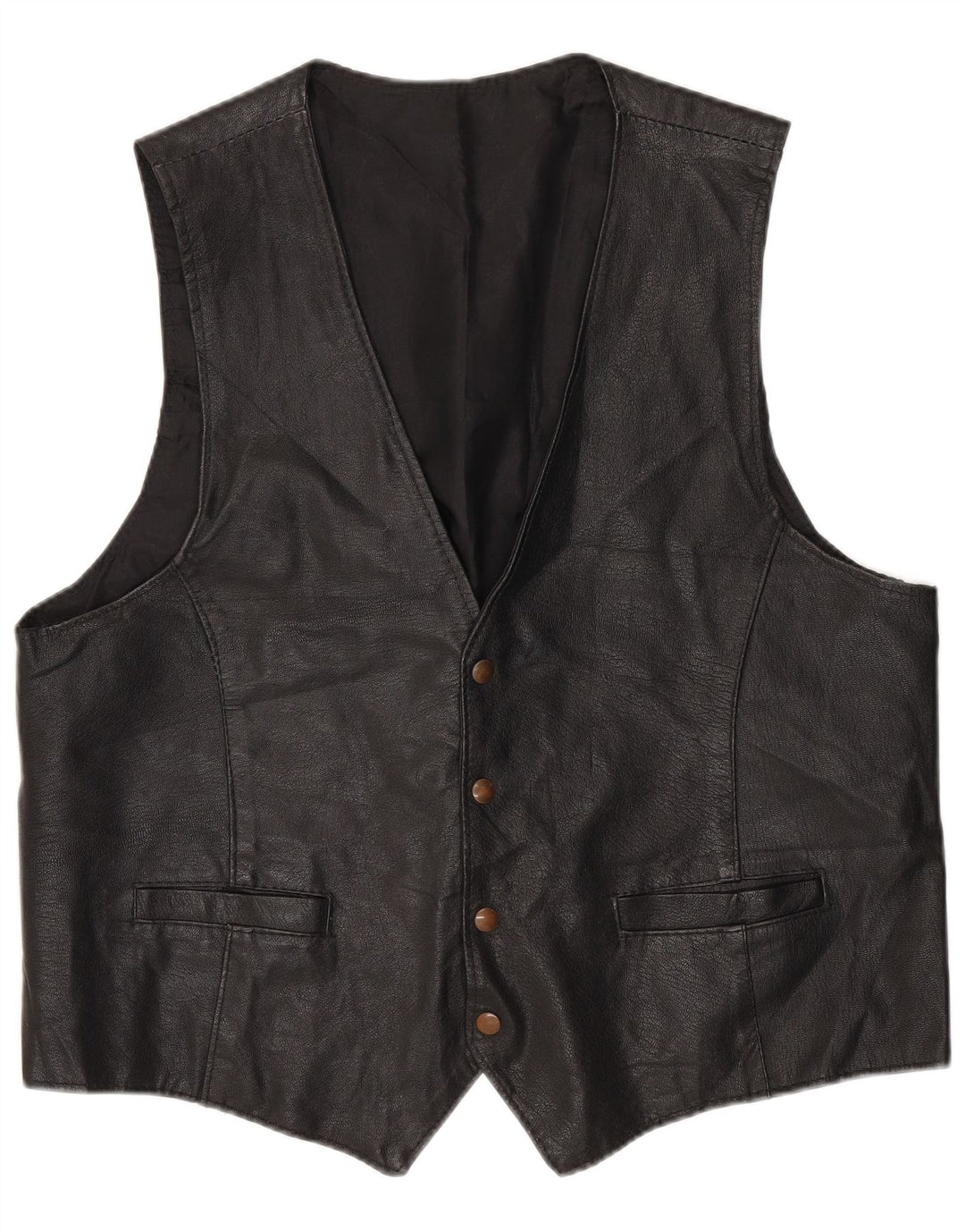 Vintage herre læder vest XL sort
