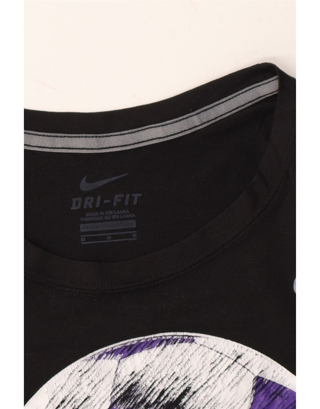 NIKE Womens Dri Fit Graphic Top Long Sleeve UK 12 Medium Black Polyester Vintage Nike and Second-Hand Nike from Messina Hembry 