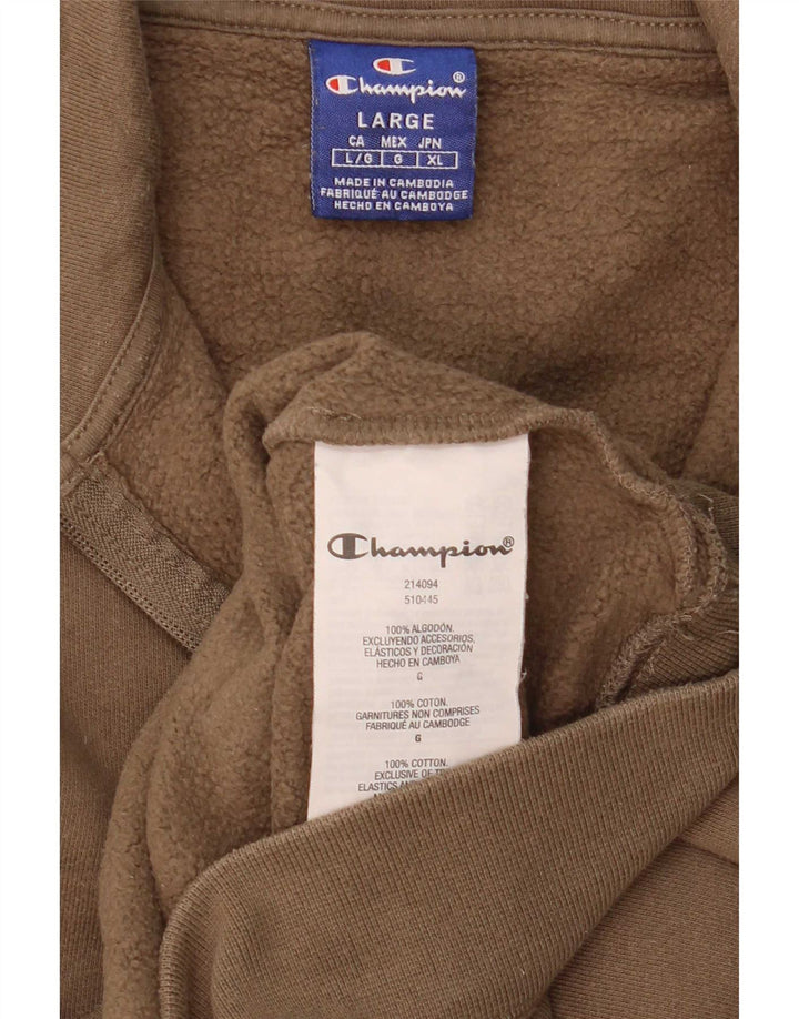 Champion Herre Zip Neck Sweatshirt Jumper Stor Beige Bomuld