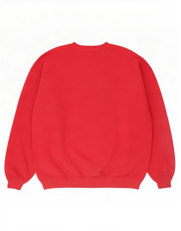 Vintage Dame Grafisk Sweatshirt Jumper UK 16 Stor Rød Bomuld